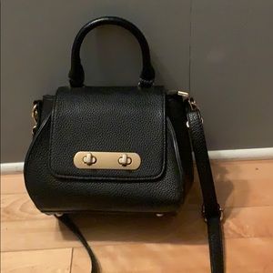 Small croc embossed black purse